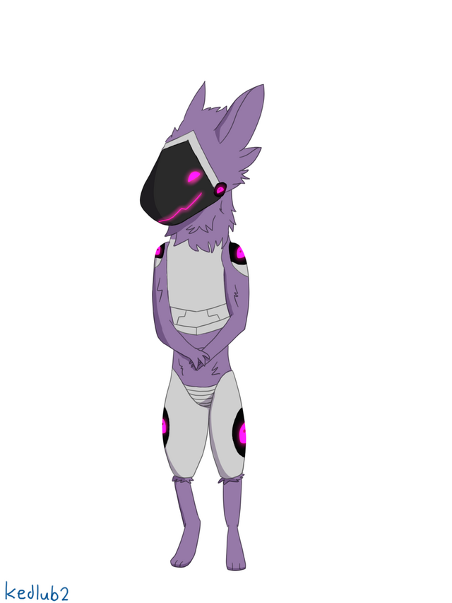 Simple drawing of a protogen with pink fur